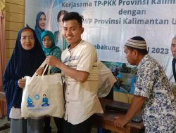BEM Nusantara dan PKK Kaltara Berbagi Sembako ke Warga Desa Atap Sebakung 